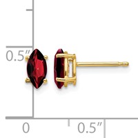 14K Yellow Gold 7x3.5mm Marquise Garnet Post Earrings view 4