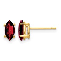 14K Yellow Gold 7x3.5mm Marquise Garnet Post Earrings view 1