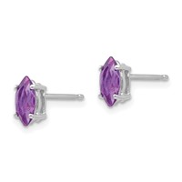 14K White Gold 7x 3.5mm Marquise Amethyst Post Earrings view 2