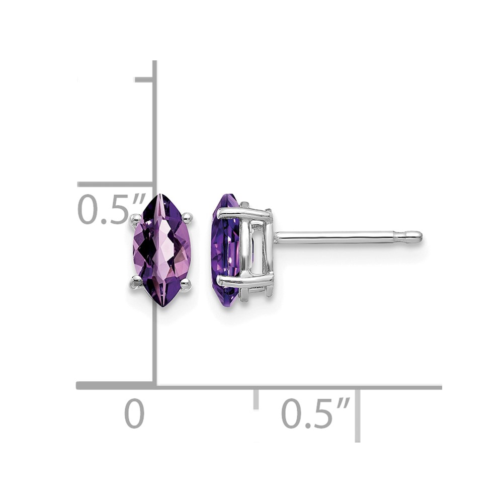 14k White Gold 7x3.5mm Marquise Amethyst earring (XE103WAM)