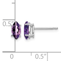 14K White Gold 7x 3.5mm Marquise Amethyst Post Earrings view 4