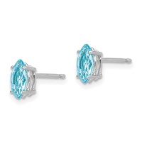14K White Gold 7x 3.5mm Marquise Blue Topaz Post Earrings view 2