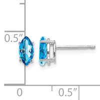 14K White Gold 7x 3.5mm Marquise Blue Topaz Post Earrings view 4
