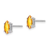14K White Gold 7x 3.5mm Marquise Citrine Post Earrings view 2