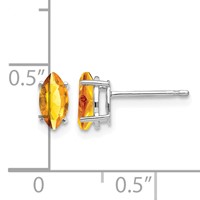 14K White Gold 7x 3.5mm Marquise Citrine Post Earrings view 4