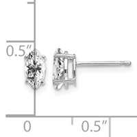 14K White Gold 7x 3.5mm Marquise CZ Post Earrings view 4