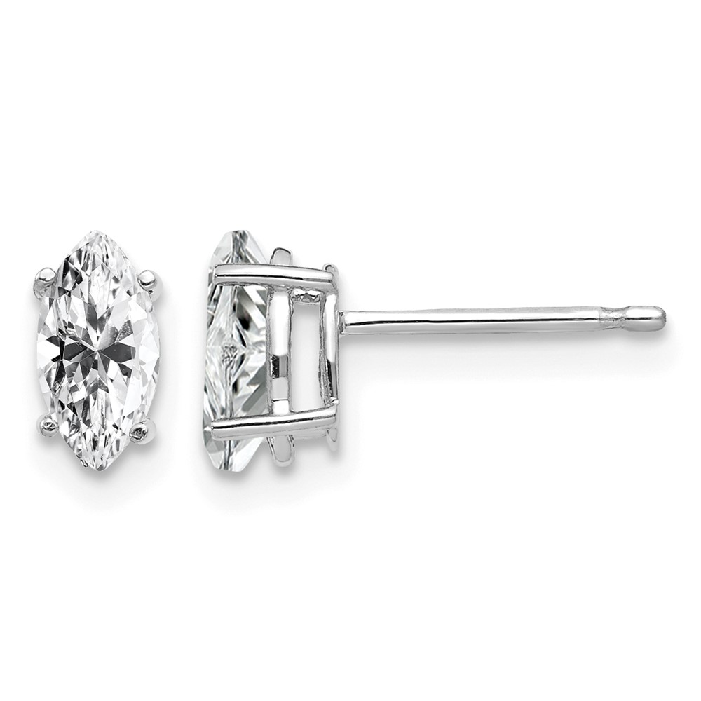 14K White Gold 7x 3.5mm Marquise CZ Post Earrings