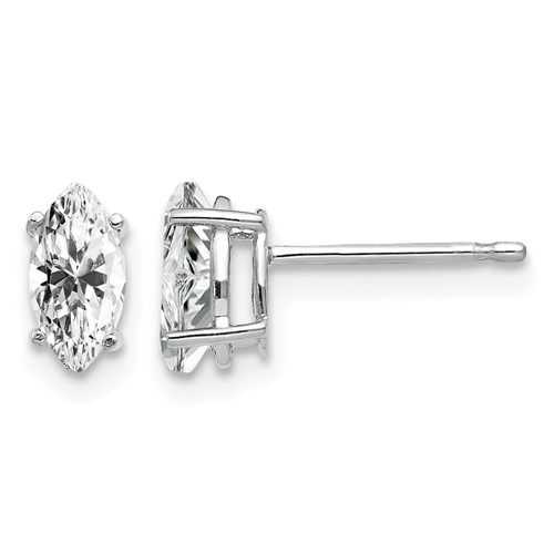 14K White Gold 7x 3.5mm Marquise CZ Post Earrings