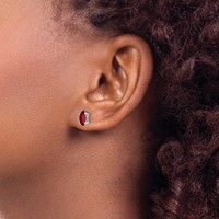 14K White Gold 7x3.5mm Marquise Garnet Post Earrings view 3