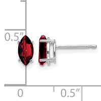 14K White Gold 7x3.5mm Marquise Garnet Post Earrings view 4