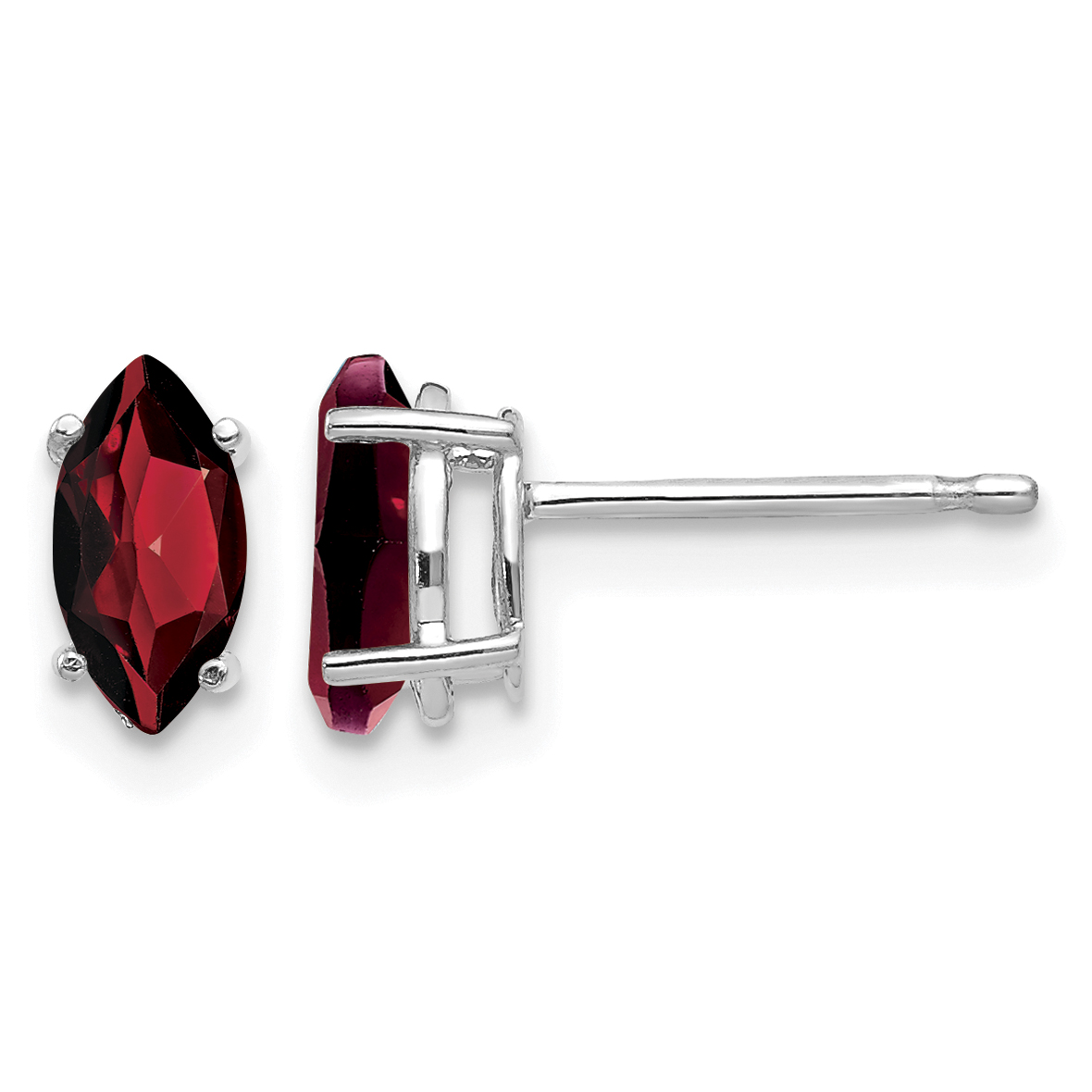 14k White Gold 7x3.5mm Marquise Garnet earring (XE103WGA)