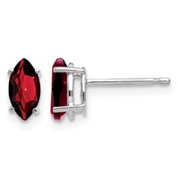 14K White Gold 7x3.5mm Marquise Garnet Post Earrings view 1