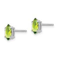 14K White Gold 7x3.5mm Marquise Peridot Post Earrings view 2