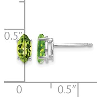 14K White Gold 7x3.5mm Marquise Peridot Post Earrings view 4