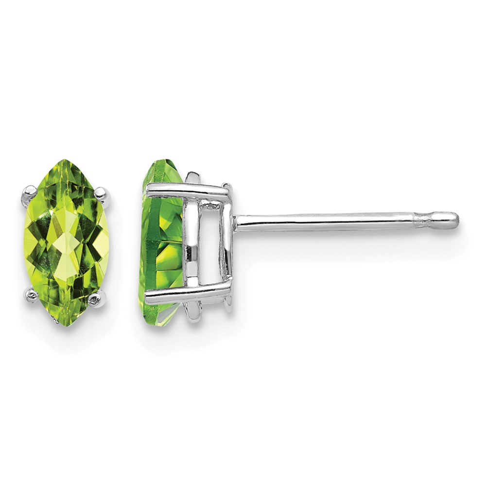 14K White Gold 7x3.5mm Marquise Peridot Post Earrings