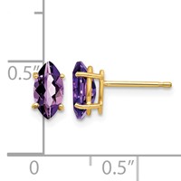 14K Yellow Gold 8x 4mm Marquise Amethyst Post Earrings view 4