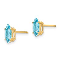 14K Yellow Gold 8x 4mm Marquise Blue Topaz Post Earrings view 2