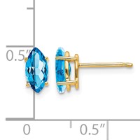14K Yellow Gold 8x 4mm Marquise Blue Topaz Post Earrings view 4