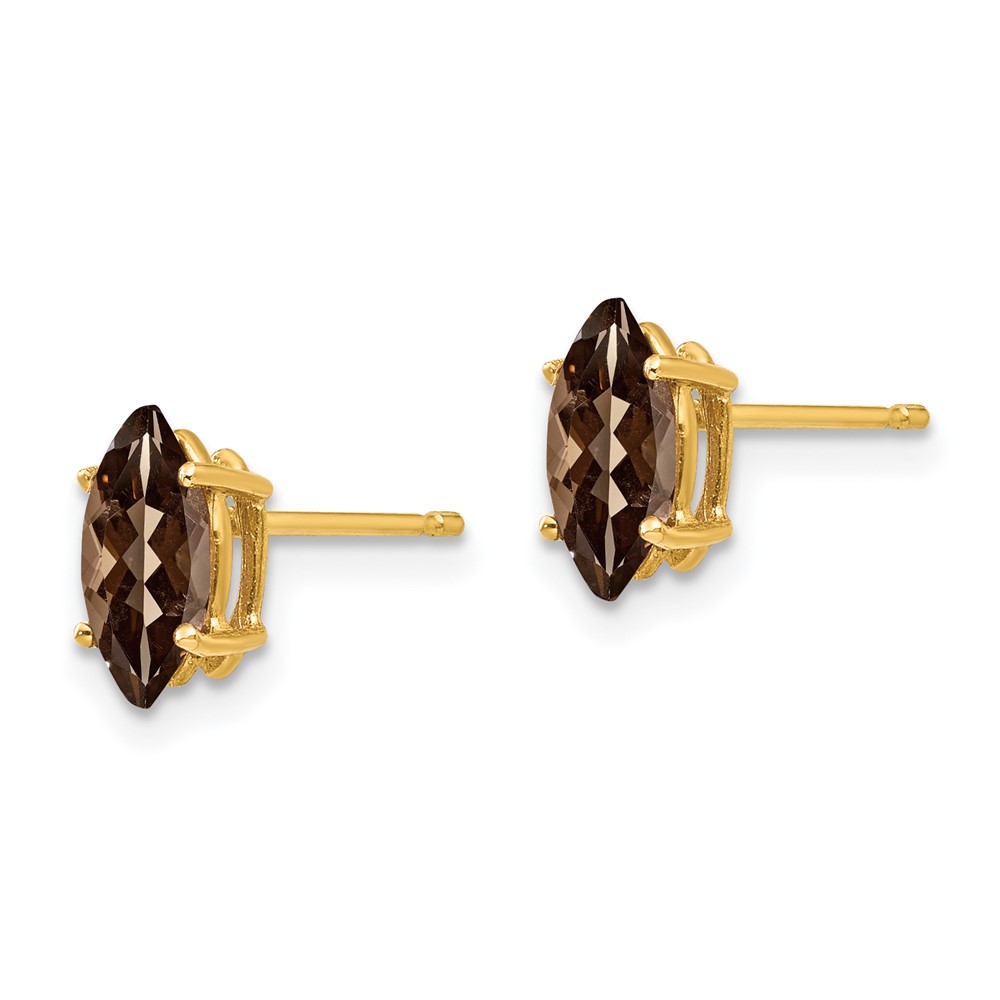14k 8x4 Marquise Checker-Cut Smoky Quartz Earring (XE104CQ)
