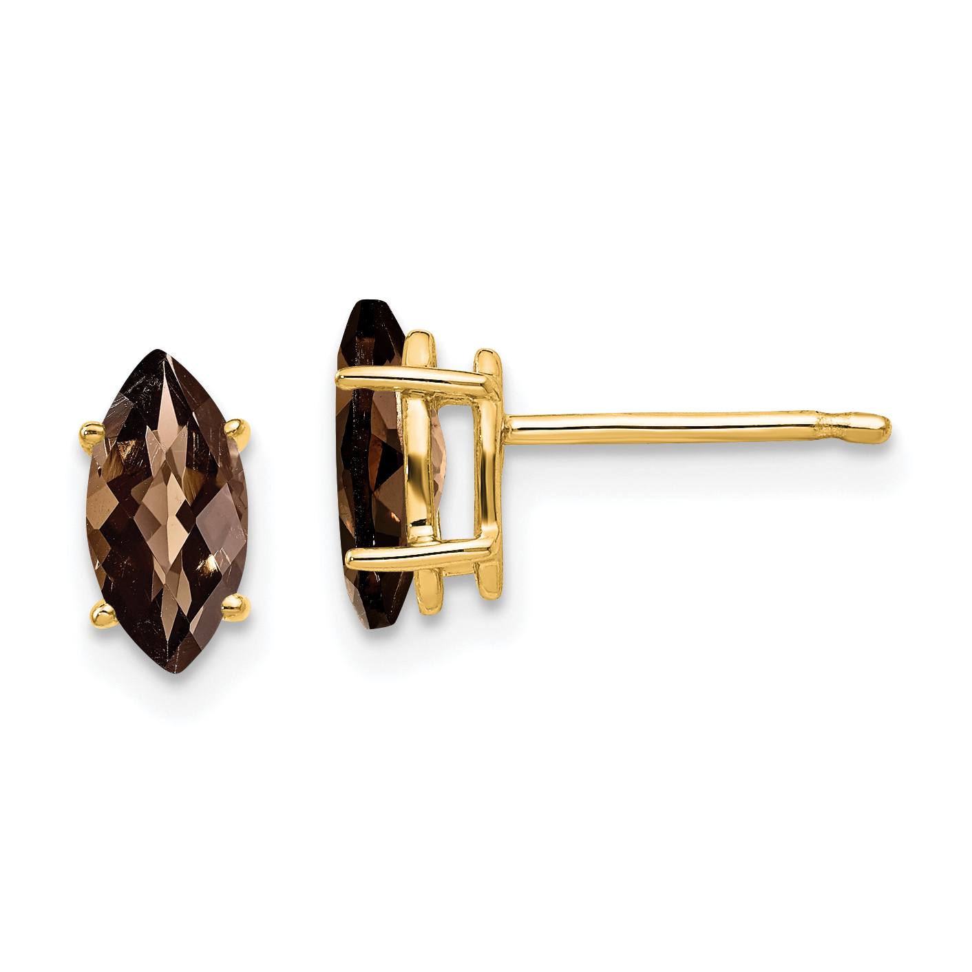 14k 8x4 Marquise Checker-Cut Smoky Quartz Earring (XE104CQ)