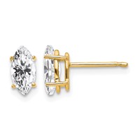14K 8x4mm Marquise Cubic Zirconia Post Earrings view 1