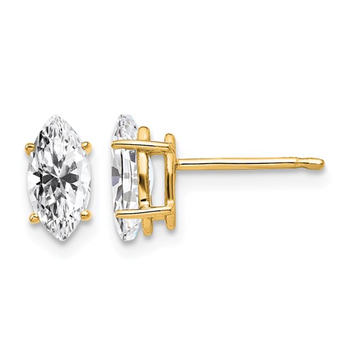 14K Yellow Gold 8x 4mm Marquise Cubic Zirconia Post Earrings