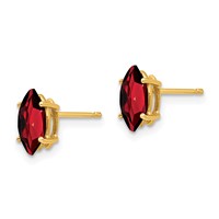 14K Yellow Gold 8x 4mm Marquise Garnet Post Earrings view 2