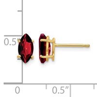 14K Yellow Gold 8x 4mm Marquise Garnet Post Earrings view 4
