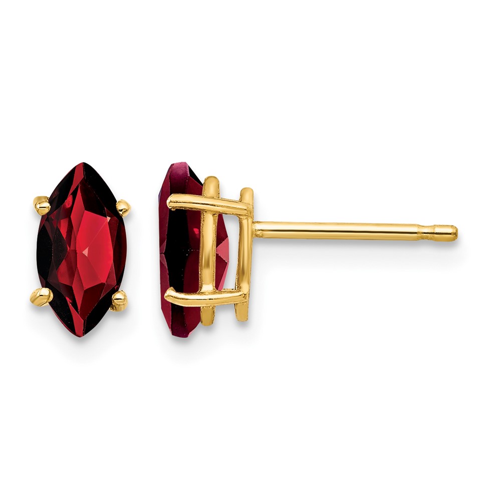 14K Yellow Gold 8x 4mm Marquise Garnet Post Earrings
