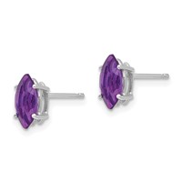 14K White Gold 8x4mm Marquise Amethyst Post Earrings view 2
