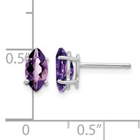 14K White Gold 8x4mm Marquise Amethyst Post Earrings view 4