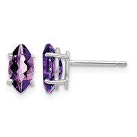 14K White Gold 8x4mm Marquise Amethyst Post Earrings view 1