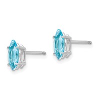 14K White Gold 8x 4mm Marquise Blue Topaz Post Earrings view 2