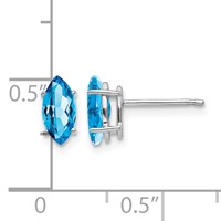 14K White Gold 8x 4mm Marquise Blue Topaz Post Earrings view 4