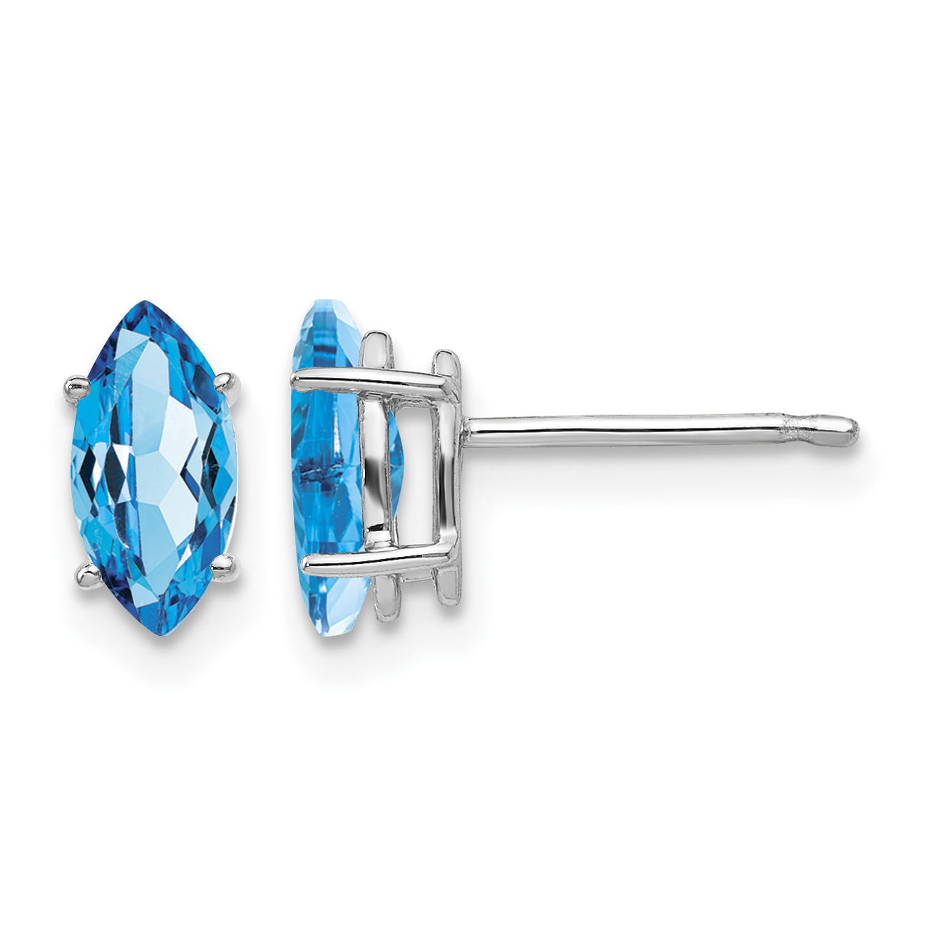 14k White Gold 8x4mm Marquise Blue Topaz earring (XE104WBT)
