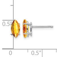 14K White Gold 8x 4mm Marquise Citrine Post Earrings view 4