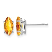 14K White Gold 8x 4mm Marquise Citrine Post Earrings view 1