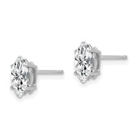 14K White Gold 8x 4mm Marquise Cubic Zirconia Post Earrings view 2