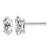 14K White Gold 8x 4mm Marquise Cubic Zirconia Post Earrings view 1