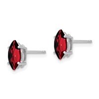 14K White Gold 8x 4mm Marquise Garnet Post Earrings view 2