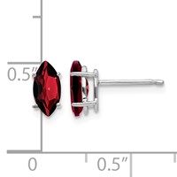 14K White Gold 8x 4mm Marquise Garnet Post Earrings view 4