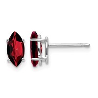 14K White Gold 8x 4mm Marquise Garnet Post Earrings view 1