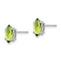 14K White Gold 8x4mm Marquise Peridot Post Earrings view 2