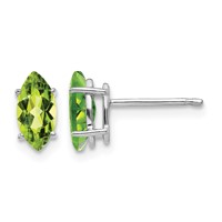 14K White Gold 8x4mm Marquise Peridot Post Earrings view 1