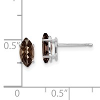 14K White Gold 8x 4mm Marquise Smoky Quartz Post Earrings view 4