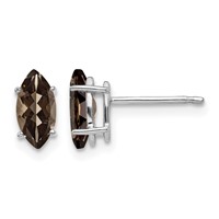 14K White Gold 8x 4mm Marquise Smoky Quartz Post Earrings view 1