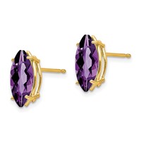 14K Yellow Gold 10x 5mm Marquise Amethyst Post Earrings view 2
