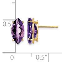 14K Yellow Gold 10x 5mm Marquise Amethyst Post Earrings view 4
