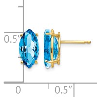14K Yellow Gold 10x 5mm Marquise Blue Topaz Post Earrings view 4