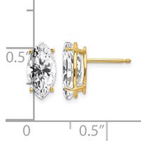14K Yellow Gold 10x 5mm Marquise Cubic Zirconia Post Earrings view 4